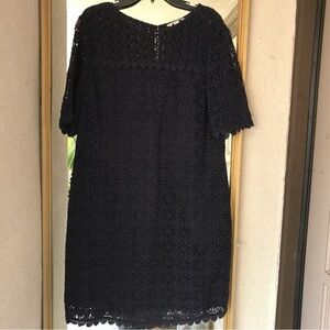 Boden Church Dress Navy Sz12 Lace Overlay Back Zip/Keyhole Closure Hand Wash